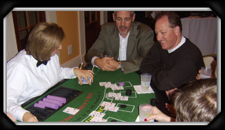 Group playing blackjack at an Edge Casino Nights Party in Tulsa OK